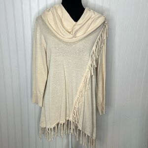 Reba Cowl Fringed Sweater Size Large**